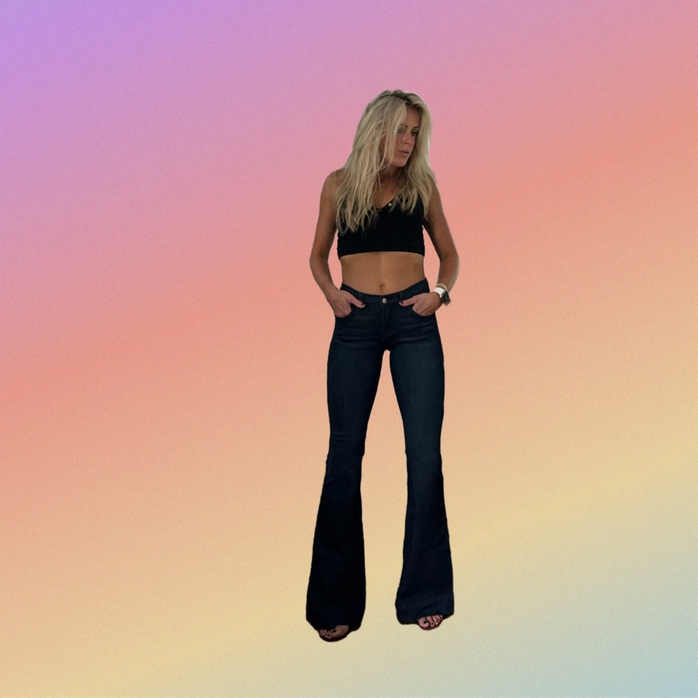 Judy Blue Mid-Rise dark mini flare jeans